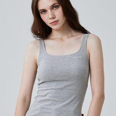 Wearing Ribbed No-bra Tank Top (2 COLORS)