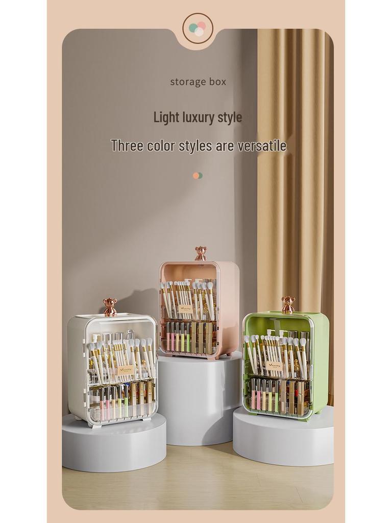 Elegant Acrylic Cosmetic Storage Box - Dustproof, Large Capacity for Lipstick & Skincare on Dressing Table.