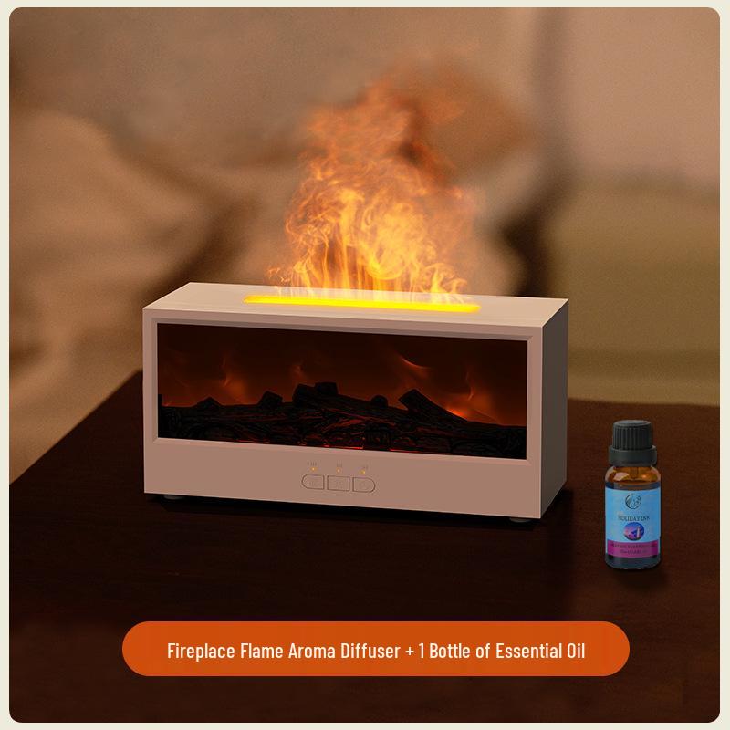 Retro 3D Fireplace Flame Aroma Humidifier & Colorful Desktop Light