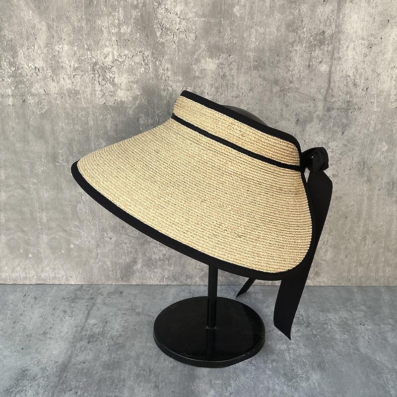 

25 Extra Fine Raffia Big Brim Empty Top Hat Women S Egg Roll Hat Sunscreen Sunshade Straw Hat Breathable And Not Stuffy M（56-58cm）