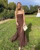 European-American Women's Strapless One-Shoulder Sleeveless Fashion Dress