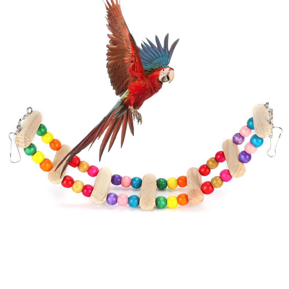 Wood Pet Parrot Suspension Bridge Climbing Toy Bending Freely Playing Supply6x30cm