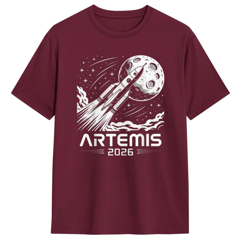 Harajuku T Shirt Beach Artemis Launch To The Moon Hipster T Shirts Cotton Tshirt for Unisex Y2K Fun Short Sleeve Tees