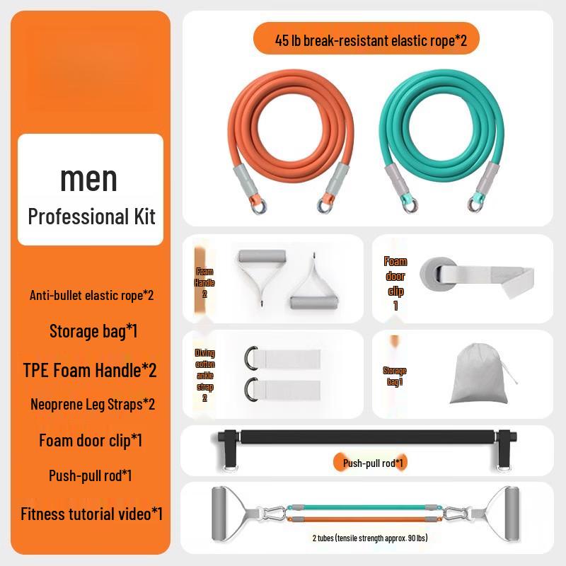 Fitness Resistance Band Set with Push-Pull Bar