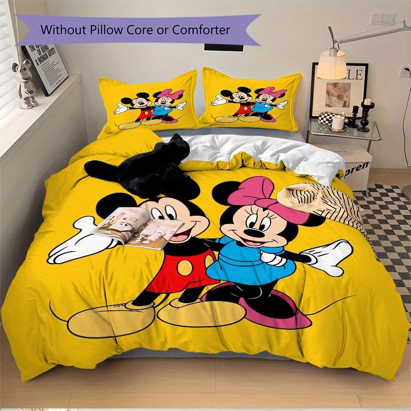 3pcs Mickey Mouse Minnie Mouse Bedding Set Includes Quilt Cover and Pillowcases, Suitable for All Seasons W072