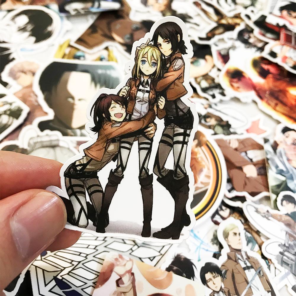50 100Pcs Attack On Titan Stickers Scrapbooking Phone Luggage Skateboard Laptop Diy Anime Waterproof Decals Gift