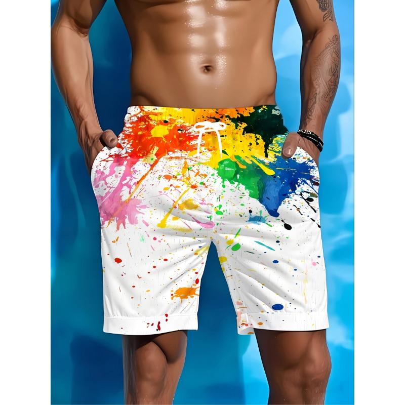 Colorful Splash-printed Men's Swimming Trunks, Unlocking the Code of Summer Beach Fashion