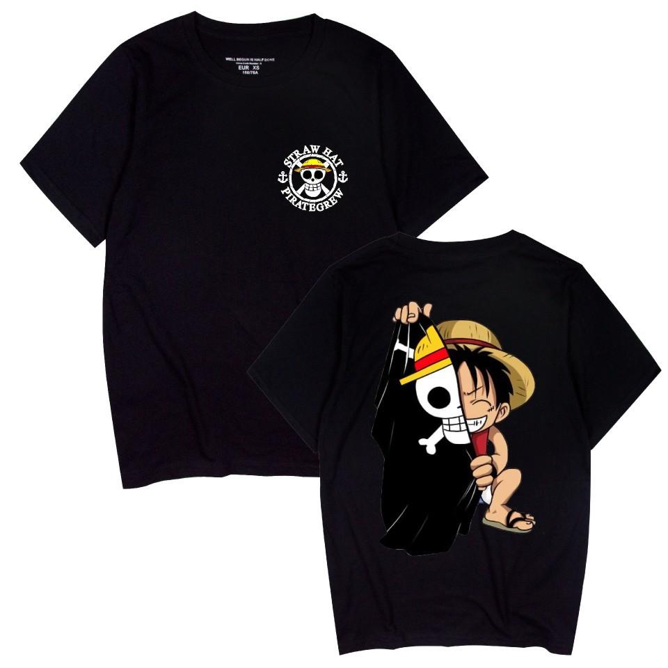 ONE PIECE Anime Print T Shirt for Men Fashion Clothing Short Sleeve O-neck Tops Oversized T-shirts XS чёрный