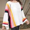 IHUASU Women's Autumn and Winter Sweater Loose Large Size Patchwork Knit Rainbow Women's Top
