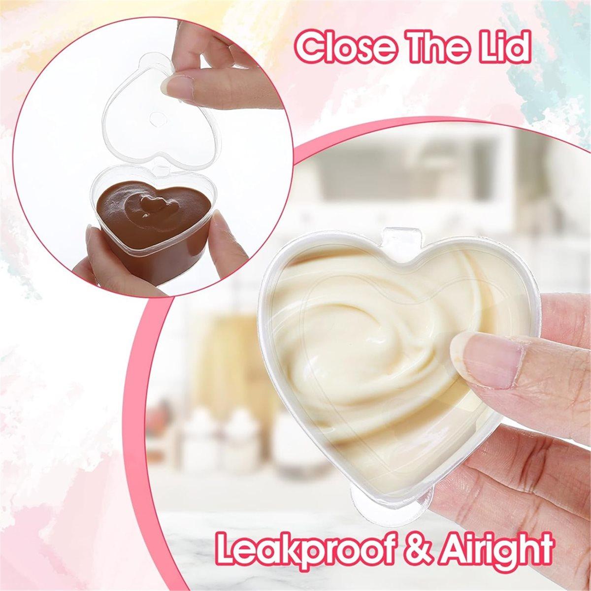 

2026 New 100 Sets 1.5 Oz Clear Heart Shaped Jello Cups with Lids, Small Condiment Containers, Dipping Sauce Cup to Go Bowls China Mainland