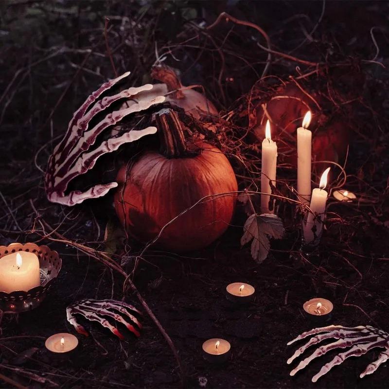 Halloween Scary Skeleton Hand Claw Prop Bone Hand Ornament Haunted House Bar Decoration Prank Horror Party Display