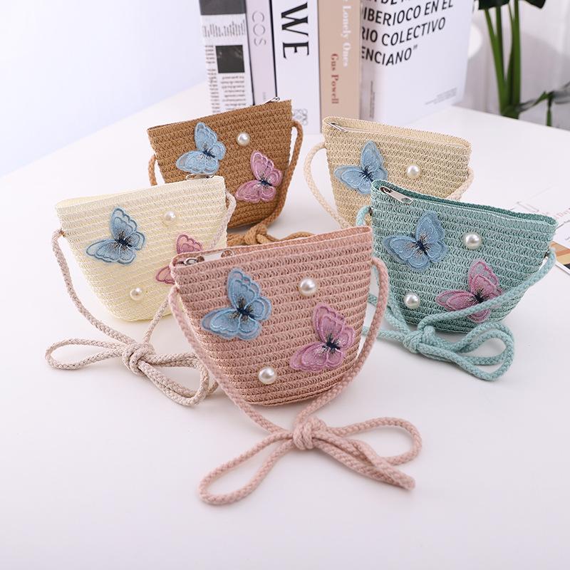 Summer Girl Princess 2pcs a Sets Sun Hat +bags Child Baby Casual Beach Butterfly Panama Caps for Holiday Party