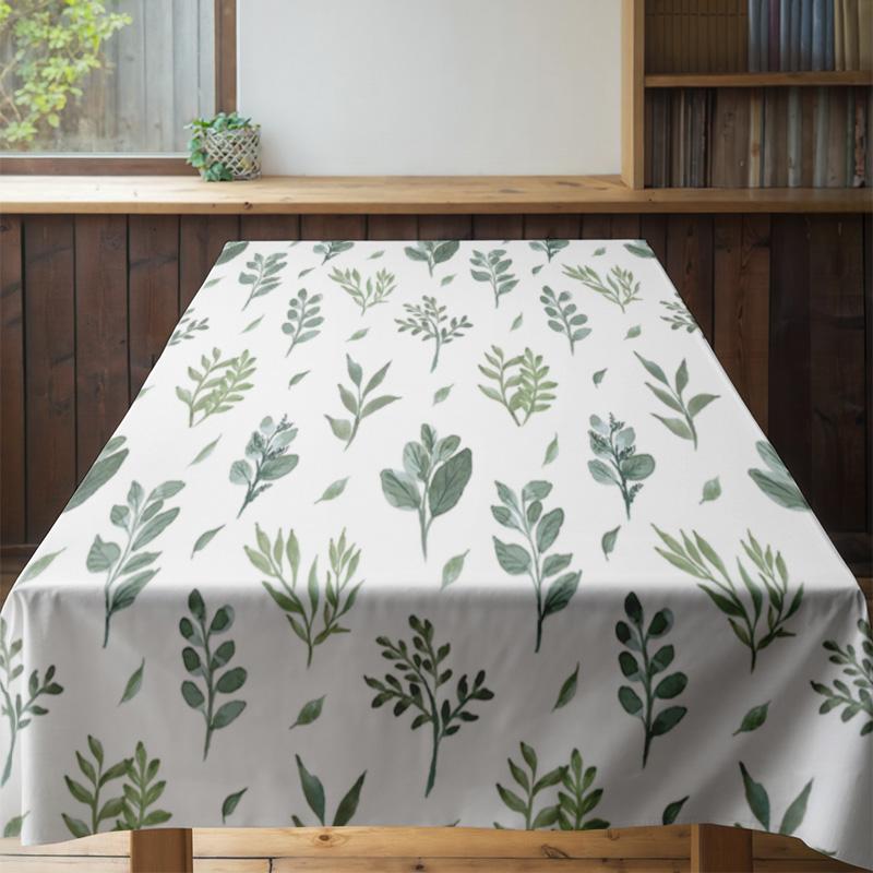Nature-Inspired Green Leaves Printed Tablecloth For Dining Room Decoration Size: 150X240Cm Eco-Friendly Home Textile