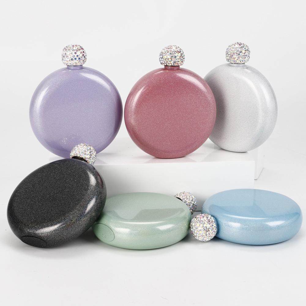 Jarra portátil de 140ml para mujer, botella de vino de acero inoxidable, frasco de licor con Alcohol, tapa de cristal creativa, suministros de vino