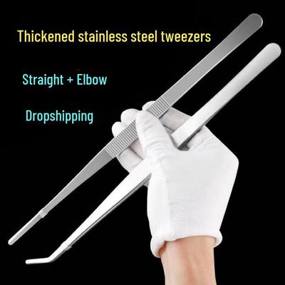 Stainless Steel Straight & Elbow Tweezers for Aquatic Plants, Insects, and Meat Handling