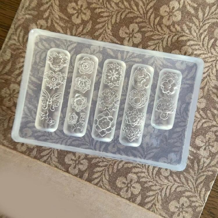 Silicone Nails Art Moulds Accessory Molds Flower Theme Nails Decorative Mold Silicone Texture Suitable for Various Types