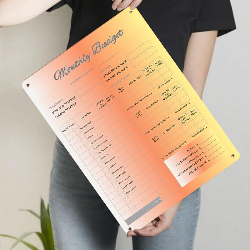 

Custom Monthly Budget Planning Metal Tin Sign Home Financial Management Tool Markable Income Expenses Multi Region Home Decor 20x30cm（7.8x11.8inch）