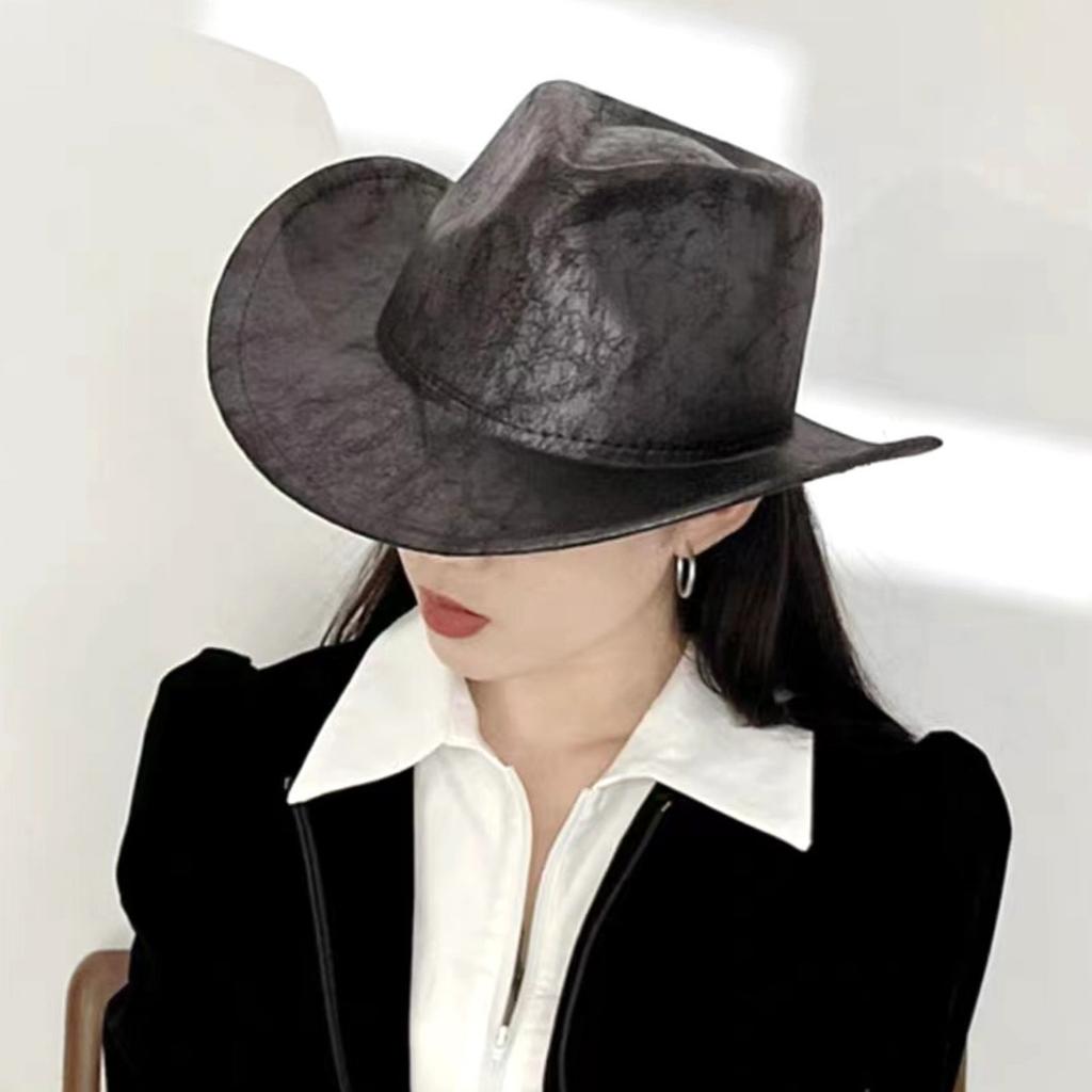 Jazz Hat Western Cowboy Hat Top Hat Unisex Hat Party Vintage Big Eaves Hat