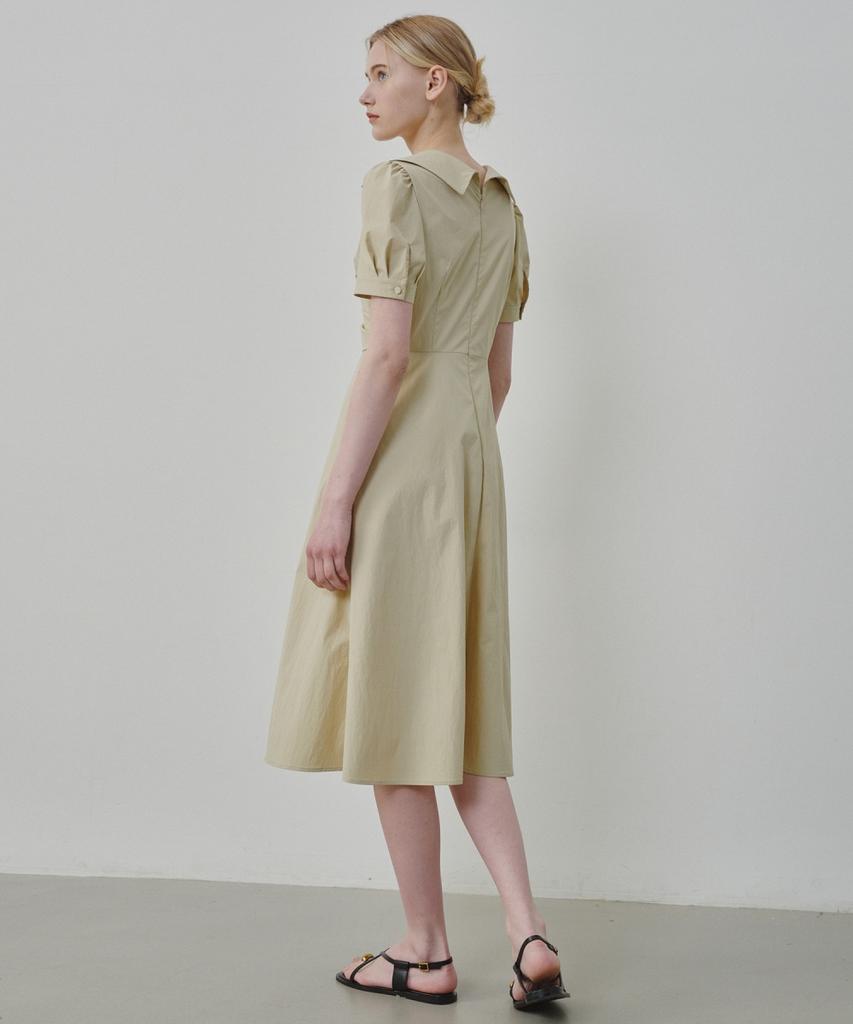 Ollibeudeollibeu Voluminous Sleeve Wrap Collar Dress Ow6Mo5560