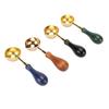 4Pcs Wax Melting Spoon Elegant Wax Sealing Stamp Melting Spoon with Wooden Handle for  Crafts Gif