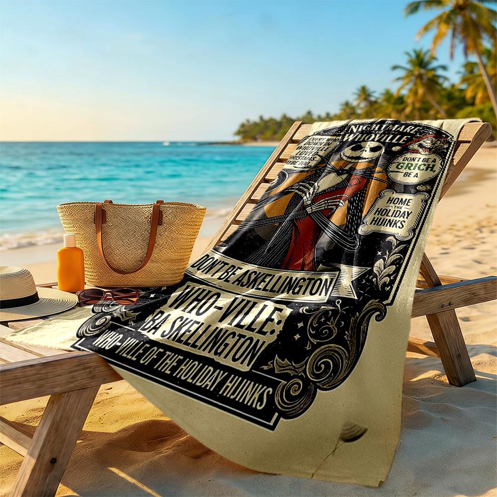 Christmas Nightmare Beach Towel Super Soft Microfiber Quickdry Fabric Comfortable Lightweight