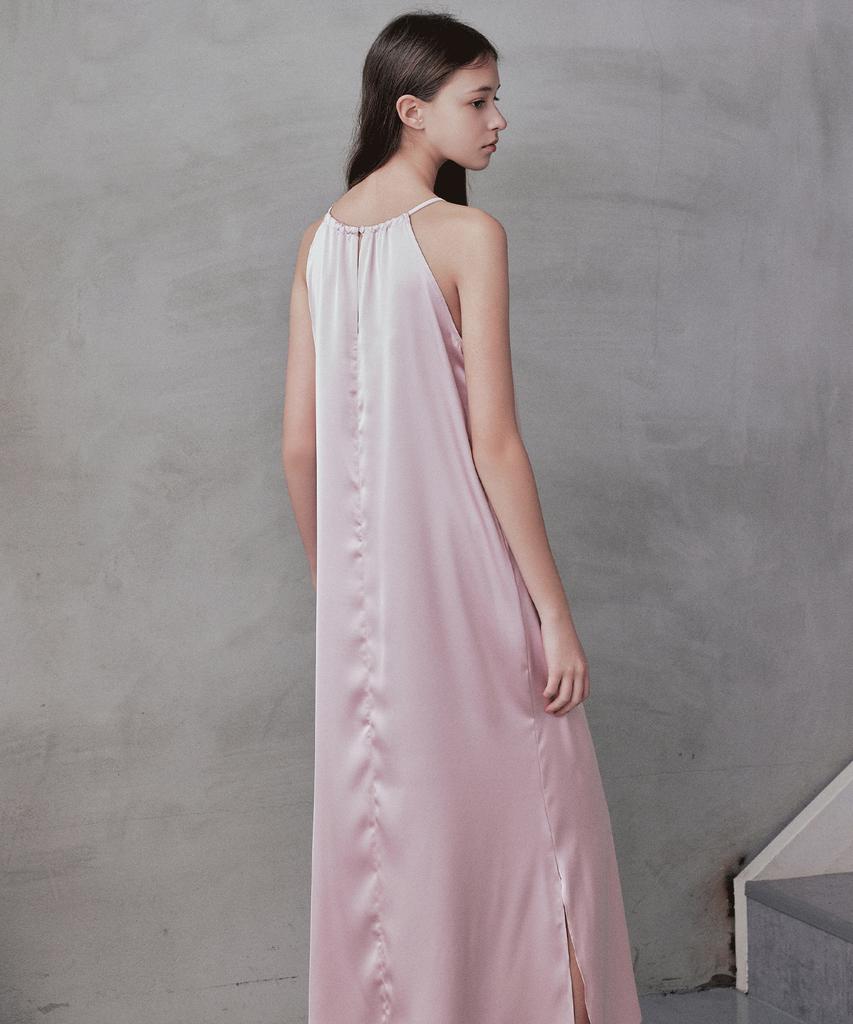 Rank 5 [Nellie] Satin Halterneck Dress_ Pink