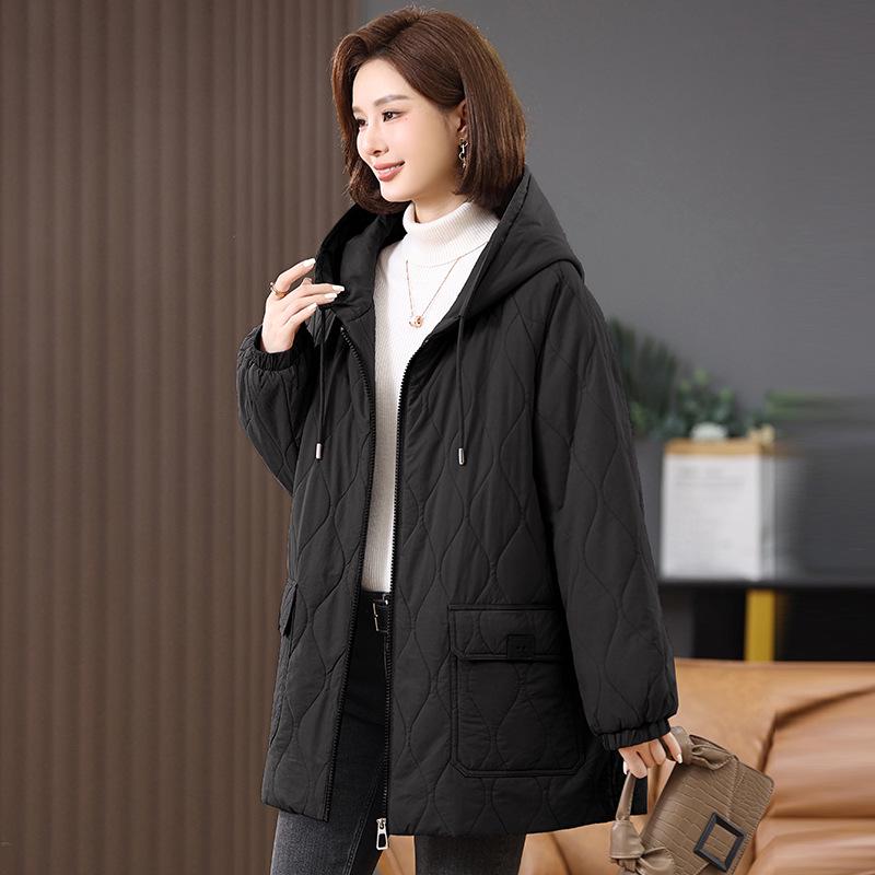 Women's 2024 Winter Fleece-Lined Thick Cotton Coat - Plus Size, Casual, Loose-Fit, Middle-Aged Style.