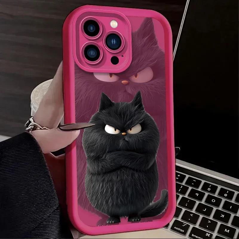 Крутой Черно-Белый Плюшевый Чехол-Кошка Для iPhone 16 15 14 13 12 11 Pro Max XS Max XR XS 7 8 Plus Ударопрочные Мягкие Силиконовые Чехлы iPhone 14 Pro Max blue