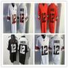 Heren Voetbalshirt Shedeur Sanders 12 Oranje Bruin Gestreept Katoen Sportkleding Volwassen Unisex Team Wedstrijdkleding