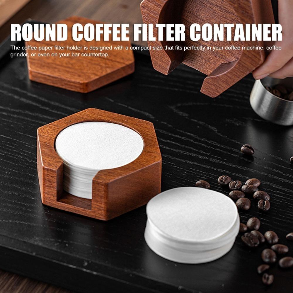 Solid Wood Coffee Paper Filter Holder Polished Surface Coffee Filter Paper Organizer Home Use