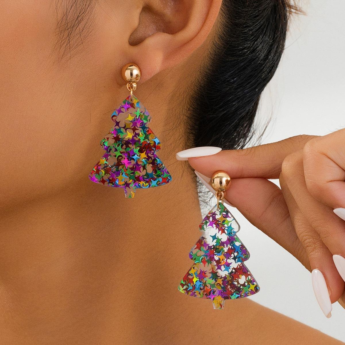 Cartoon Christmas Cute Gingerbread Man Earrings Sequin Earrings Spot