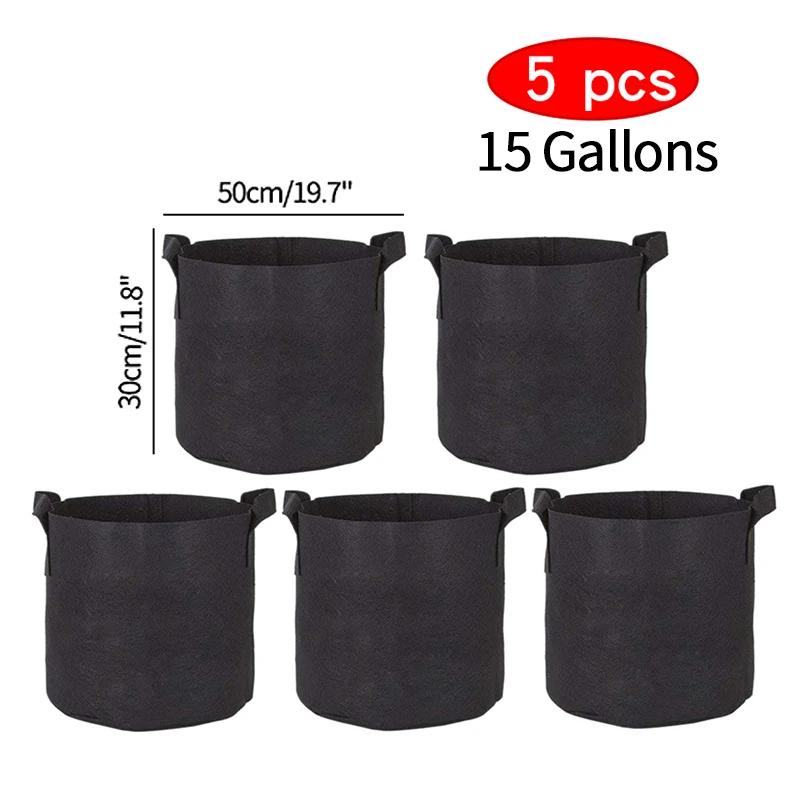 5Pcs Felt Grow Bags Gardening Growing Planter Round Flower Vegetable Planting Pots Pouch Garden Balcony Pot Container Supplies