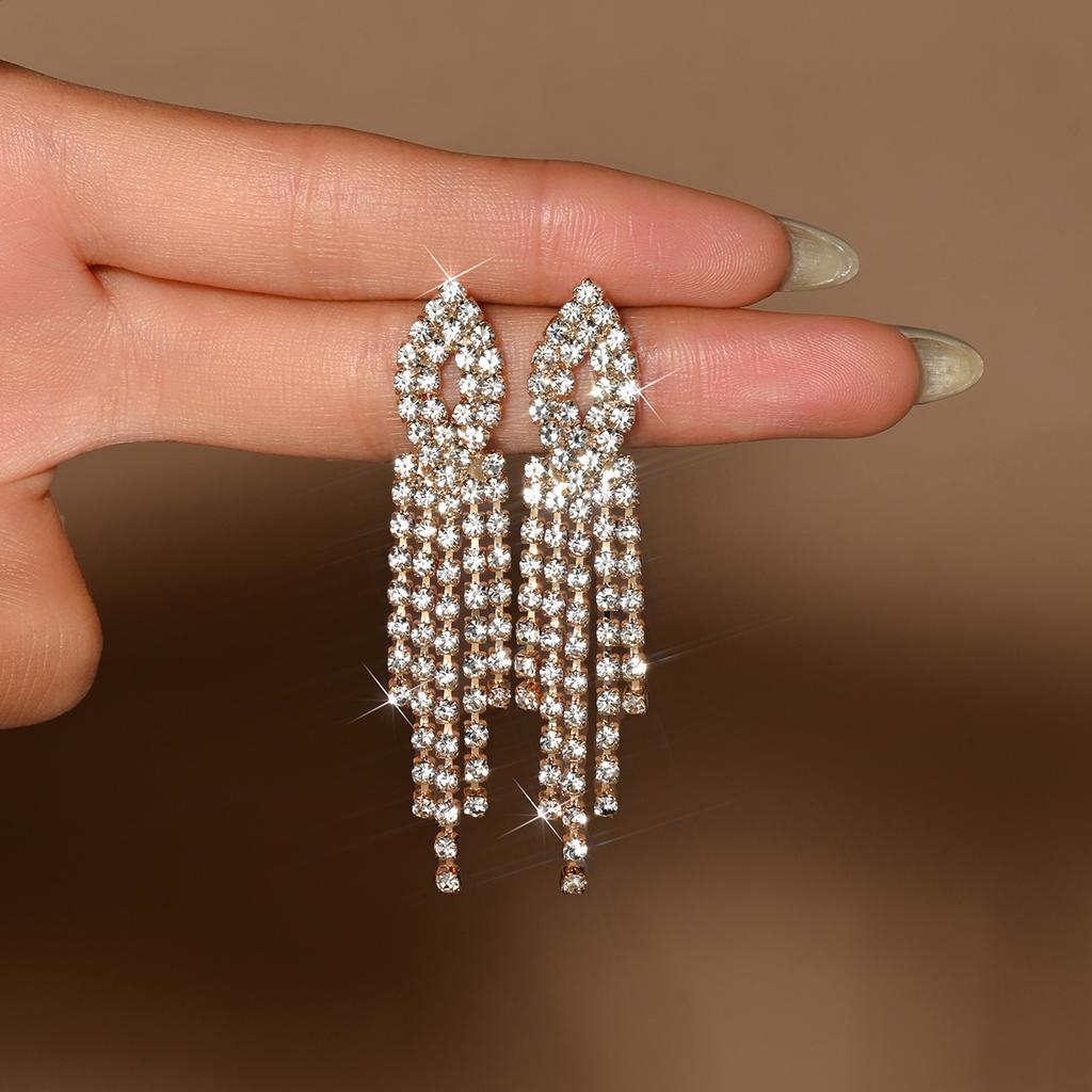 2PC women's fashionable rhinestone tassel earrings and Zircon are suitable for dates, parties, festivals, and gifts