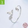Smart Bird Plain Silver Open Ring Simple Cute Animal S925 Sterling Silver Ring Jewelry