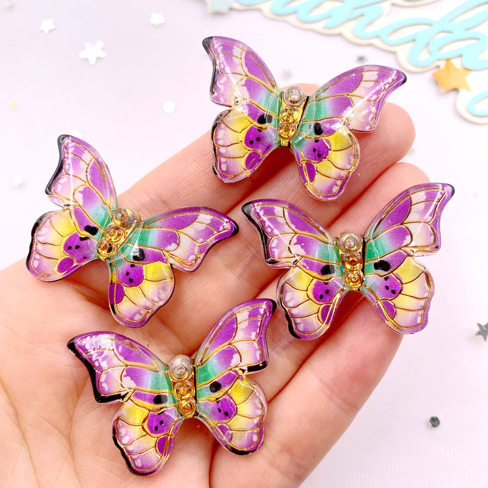 10pcs Shiny Colorful Beautiful Butterfly Figurine Flatback Rhinestone 1 Hole Bead DIY Wedding Decor Scrapbook Jewelry Crafts