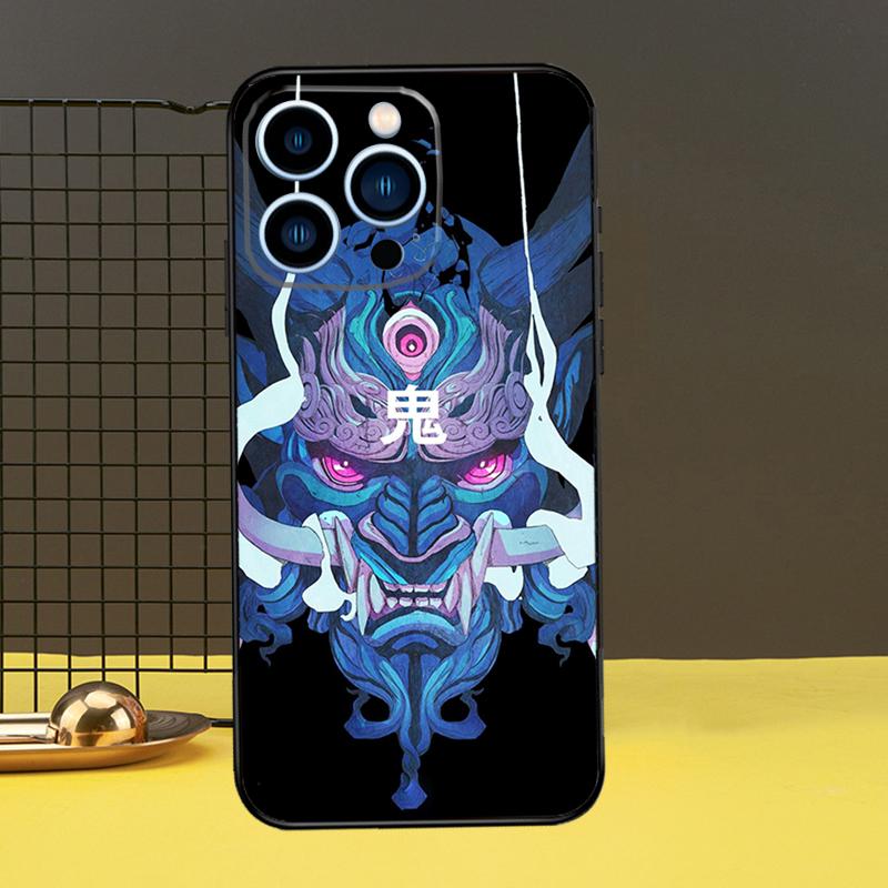 Oni Samurai Mask Phone Case For iPhone 16 15 14 13 12 11 Pro Max X XR XS Max 7 8 Plus 12 13 Mini Back Cover
