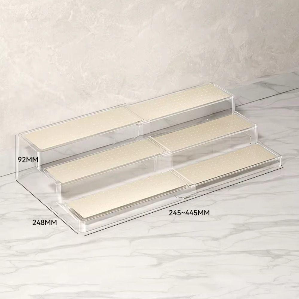 3 Tier Expandable Step Shelf Visible Cabinet Storage Rack Countertop Display Shelf  Pantry