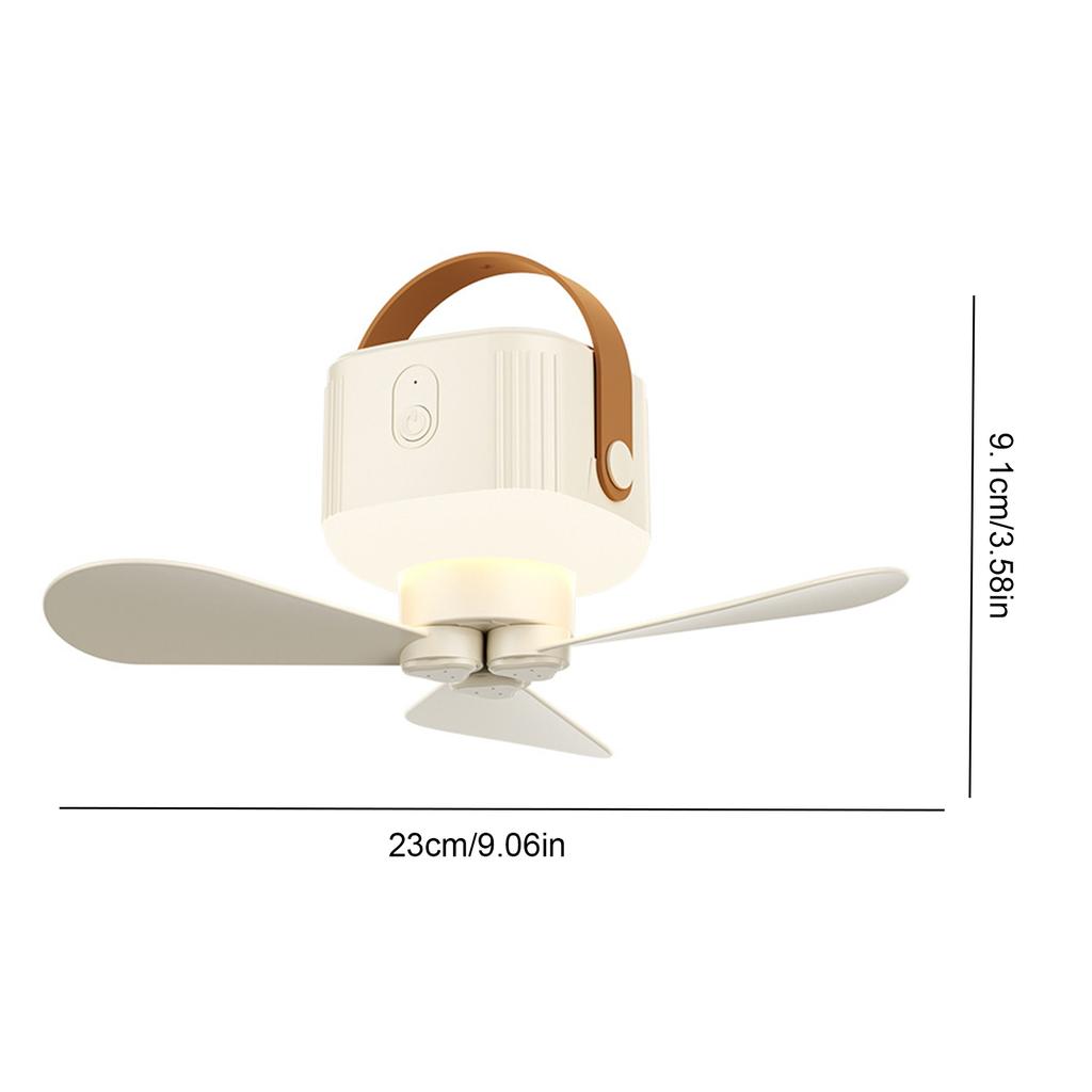 2-in-1 Camping Fans USB Rechargeable Cable Ceiling Hanging Fans Light Adjustable LED Fan Lights for Tent Travel BBQ Fishing