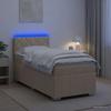 Box Spring Bed with Mattress and Headboard Cream 80 X 200 Cm Fabric