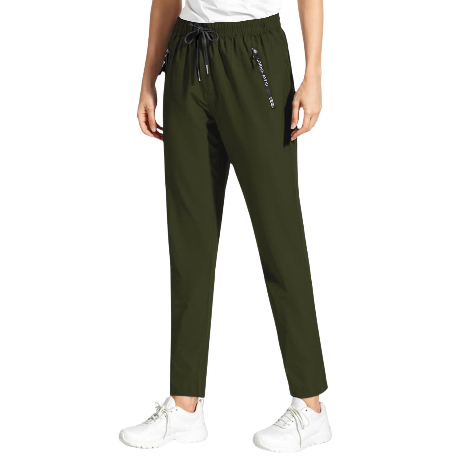 

Fashionable Women s Color Elastic Waist Casual Pants With Pockets And Sports Pants L