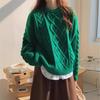 Womens Vintage Chunky Knit Sweater Loose Fit Long Sleeve Round Neck Fall Winter Outerwear