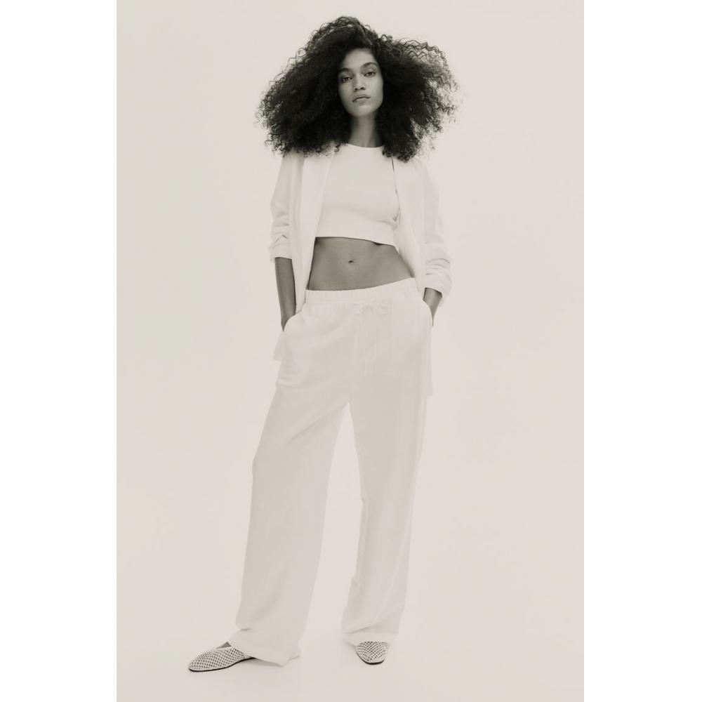 

Брюки без застежки из льняной смеси HM, белые