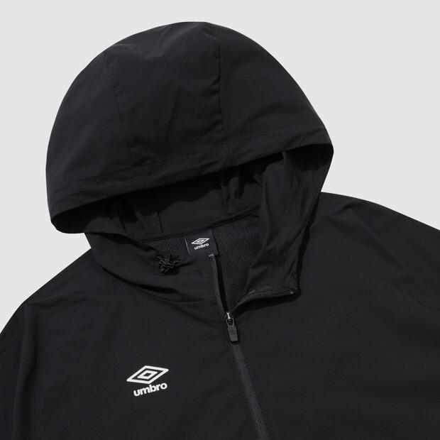 Umbro All-Round Lightweight Stretch Hooded Windbreaker Jacket Black Ur124Sjk31