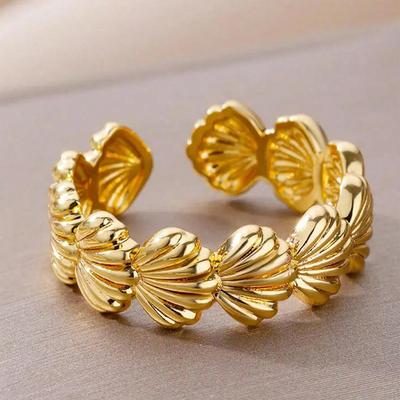 Obega Creative Shell Open Ring For Women Gold Silver Color Simple Design Unique Holiday Summer Jewelry Friend Lover Finger Ring