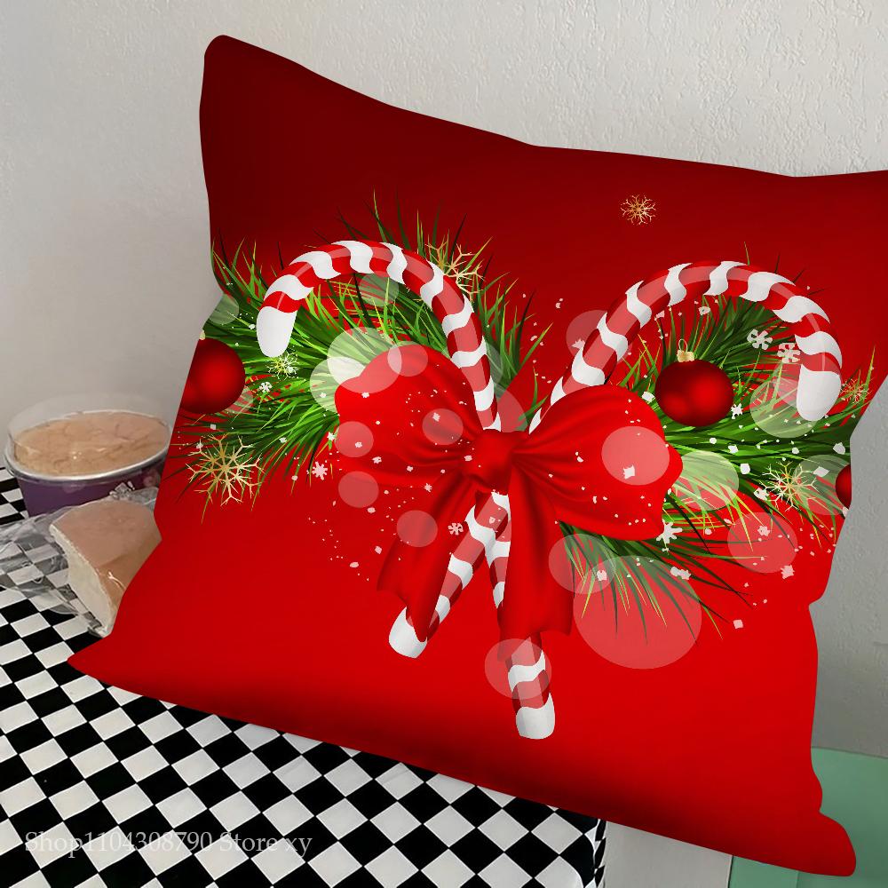 Red Christmas Pillow Case Fashion Square Pillowcase Bedroom Sofa Room Ins Decoration Leisure Cushion Cover 40x40