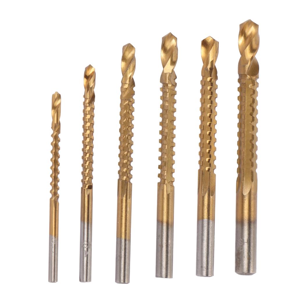 6 Pcs Spiral Saw Drill Bit 3 To 8mm HSS Serrated Side Cutting Drill Bits for Wood Metal Plastic