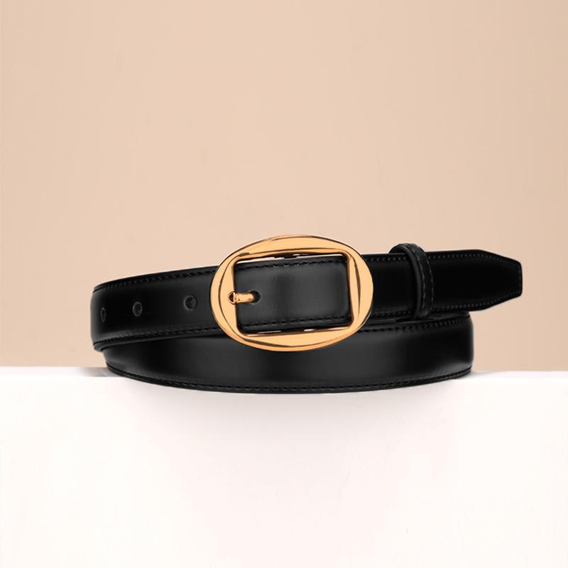 Women's Genuine Leather Belt Personalized Retro with Jeans Work Pants Genuine Leather Belt Women's Cowhide Waist Chain Belt