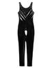 Women's Jumpsuit Liquid Wet Look One Piece Leotard Sleeveless Catsuit Open Crotch Clubwear