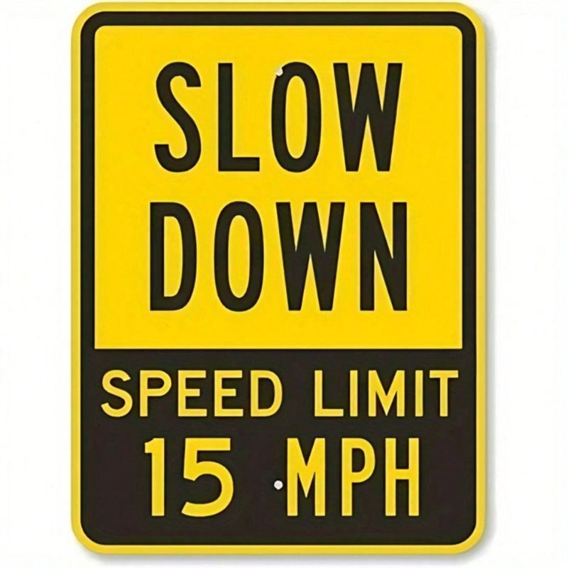 Metal Wall Art Speed Limit 15 MPH Vintage Road Sign Garage Decor