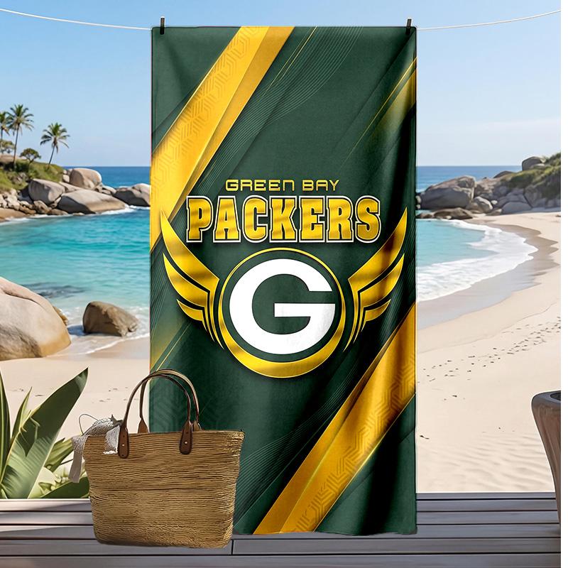 Asciugamano da Spiaggia Stampa Green Bay Packers Morbido Portatile Asciugatura Rapida?Asciugamano Asciutto Per Piscina Vacanza Estiva Sport all'Aperto